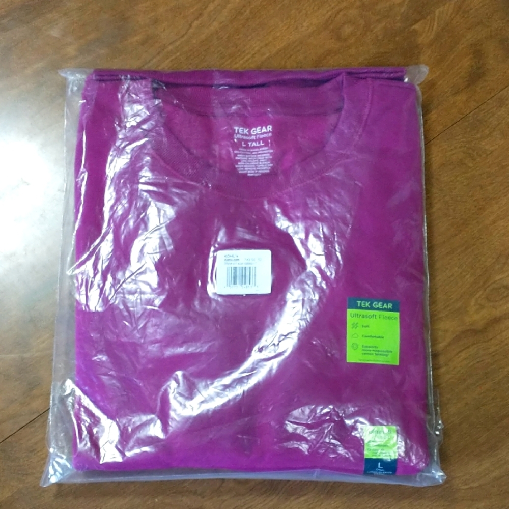 Tek Gear Womens Purple Ultrasoft Fleece Long Sleeve Crew Size L Tall NWT